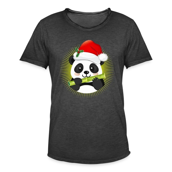 Panda Festif de Noël sur T-shirt vintage Homme