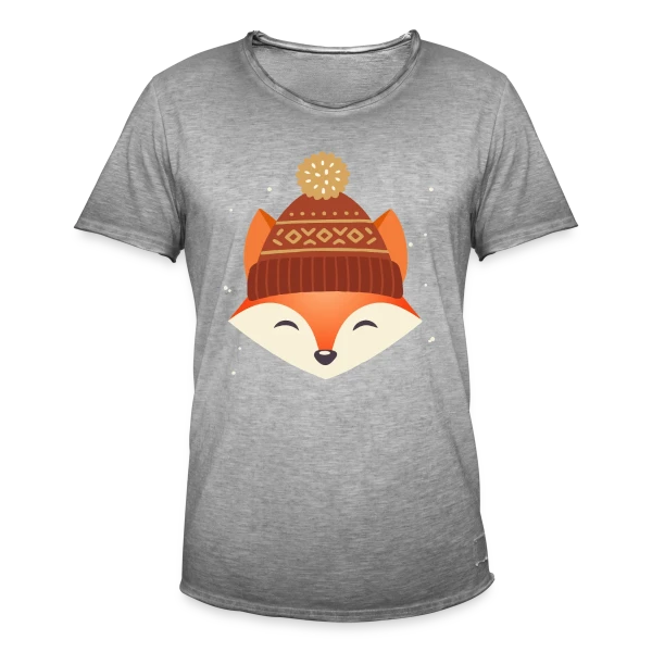 Renard Urbain au Bonnet Stylé sur T-shirt vintage Homme