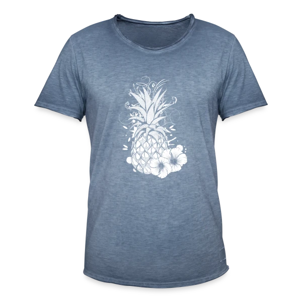Ananas Tropical Blanc Stylisé sur T-shirt vintage Homme
