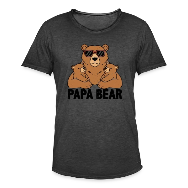 'Papa Bear' - Force et Tendresse Familiale sur T-shirt vintage Homme