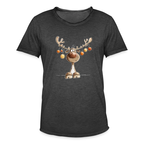 Rennes Festifs et Boules de Noël sur T-shirt vintage Homme