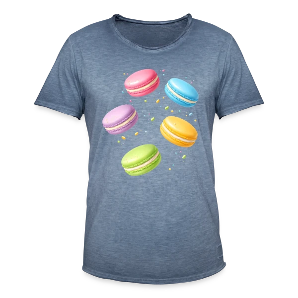 Macarons Colorés - Douceur Gourmande sur T-shirt vintage Homme