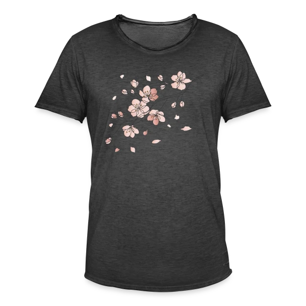 Line Art Fleurs de Cerisier sur T-shirt vintage Homme