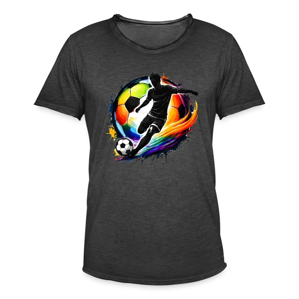 Ballon de Football Design 5 sur T-shirt vintage Homme