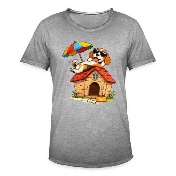 Chien Beagle en Vacances à la Maison sur T-shirt vintage Homme