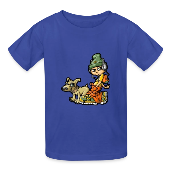 B-boy Hip Hop & son Chien sur T-shirts Russell Enfant