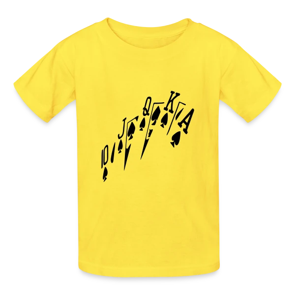 Poker Royale Flush sur T-shirts Russell Enfant