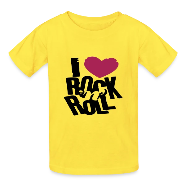 J'aime le Rock'n'Roll sur T-shirts Russell Enfant