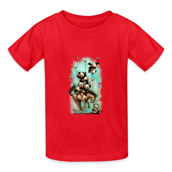 Pandas Rodéo : Les Aventuriers du Far West sur T-shirts Russell Enfant