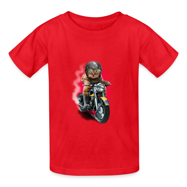 Chat Motard : L'Esprit Libre sur T-shirts Russell Enfant