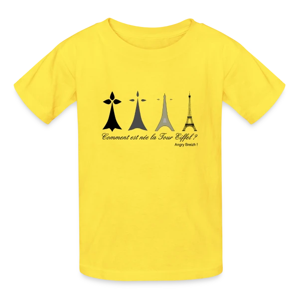 Évolution Tour Eiffel Bretonne sur T-shirts Russell Enfant