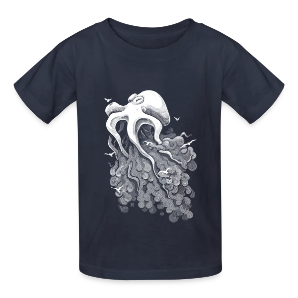 Pieuvre des Nuages sur T-shirts Russell Enfant