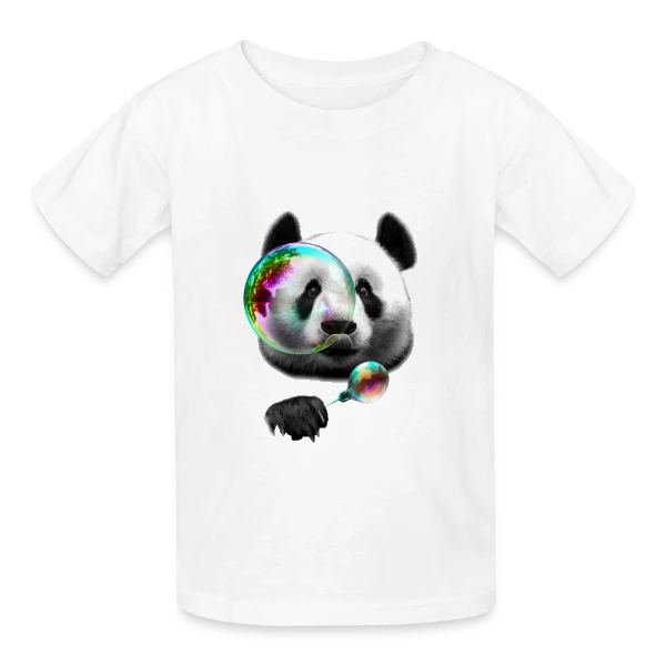 Panda Souffleur de Bulles sur T-shirts Russell Enfant