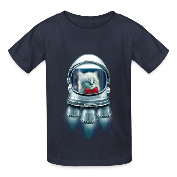 Chat Astronaute Élégant sur T-shirts Russell Enfant