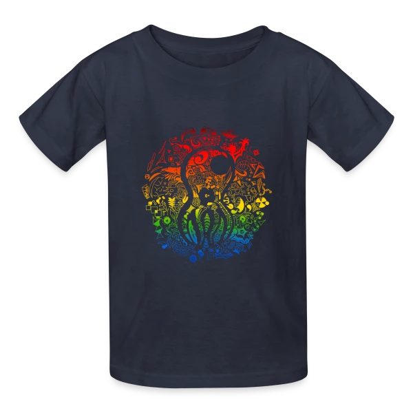 Poulpe Psychédélique sur T-shirts Russell Enfant