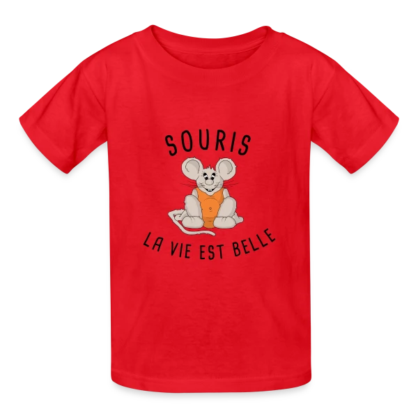 Souris : La Vie est Belle ! sur T-shirts Russell Enfant