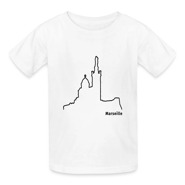 Skyline Marseille Bonne Mère sur T-shirts Russell Enfant