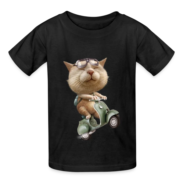 Chat en Cavale sur T-shirts Russell Enfant