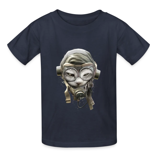 Chat Pilote Champion sur T-shirts Russell Enfant
