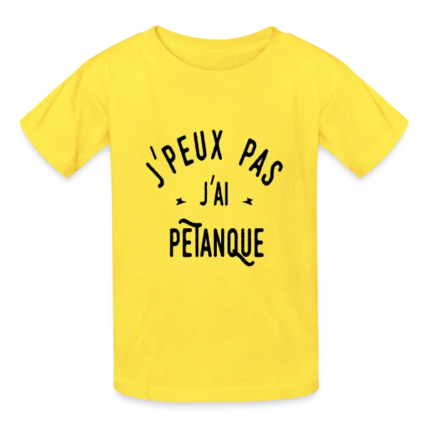 J'peux pas j'ai pétanque - Humour et Boules sur T-shirts Russell Enfant