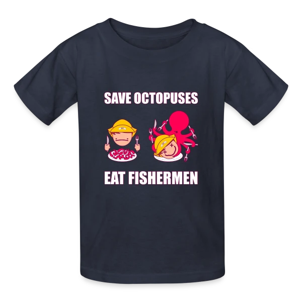 Sauvons les pieuvres sur T-shirts Russell Enfant