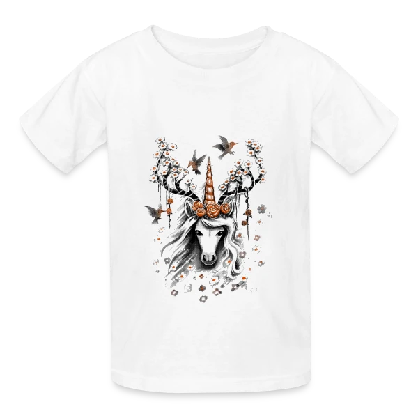 Licorne Botanique Enchantée sur T-shirts Russell Enfant