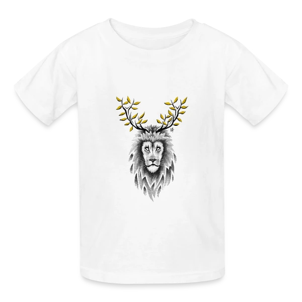 L'Esprit Sauvage : Cerf & Lion sur T-shirts Russell Enfant