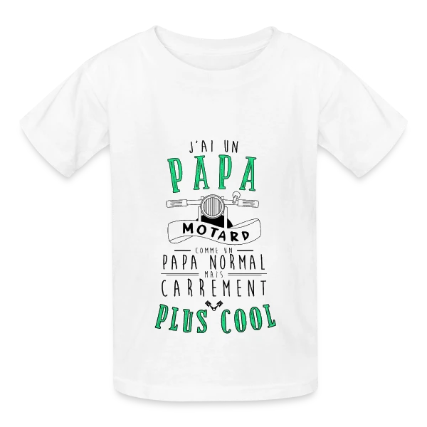 Mon Papa Motard : Le Plus Cool de Tous ! sur T-shirts Russell Enfant