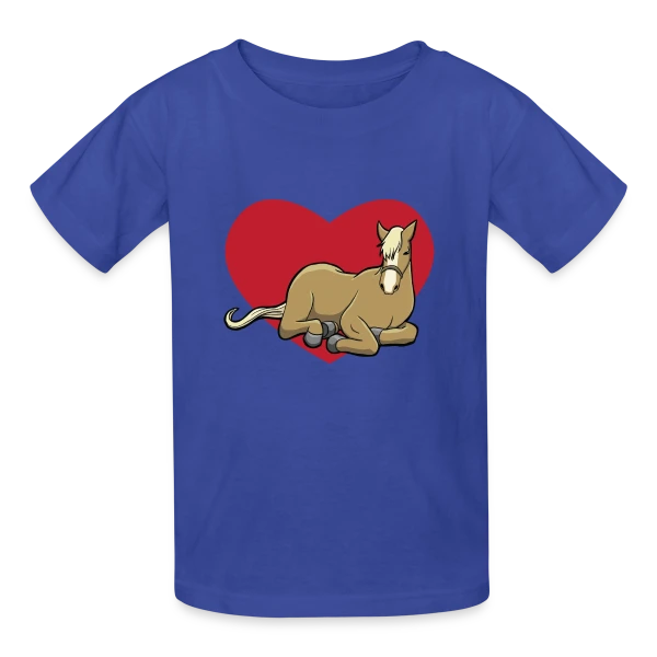 Cheval Câlin Cœur Rouge sur T-shirts Russell Enfant