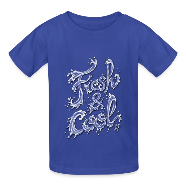 Typographie Aqua Fraîcheur sur T-shirts Russell Enfant