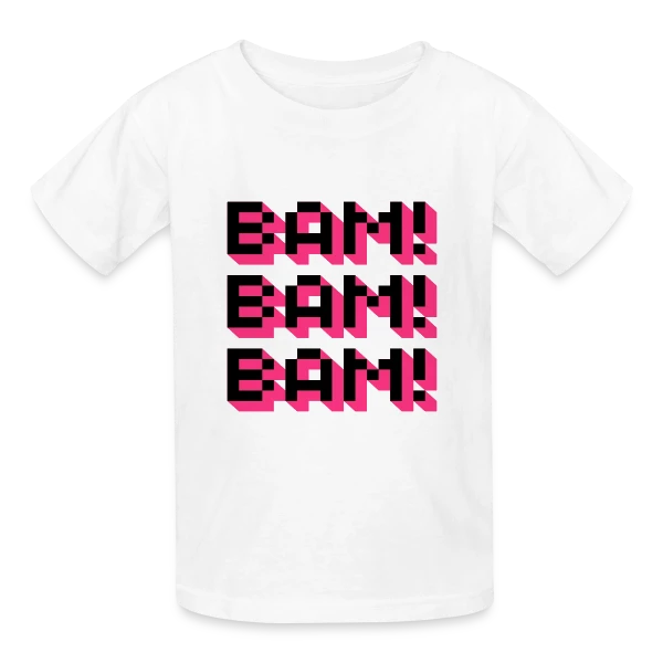Bam! Bam! Bam! Style Comique sur T-shirts Russell Enfant