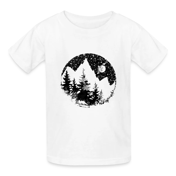 Paysage Montagneux Nocturne Fantastique sur T-shirts Russell Enfant