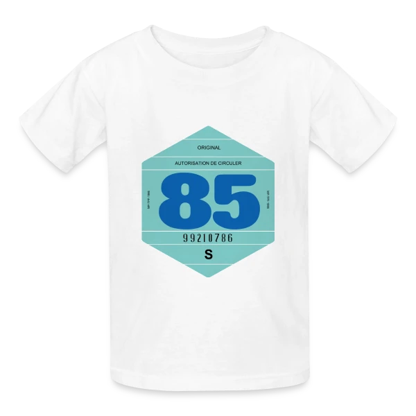 Vignette Rétro Automobile France 1985 sur T-shirts Russell Enfant