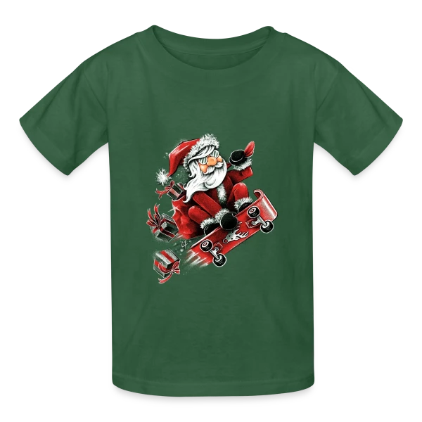 Père Noël Skateur Fou sur T-shirts Russell Enfant