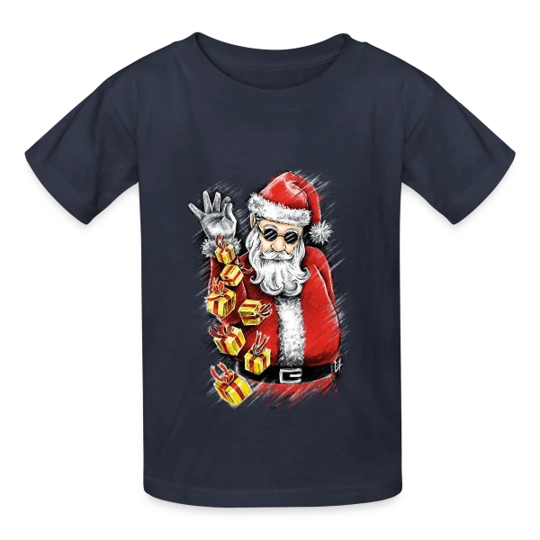 Père Noël Stylé et Généreux sur T-shirts Russell Enfant