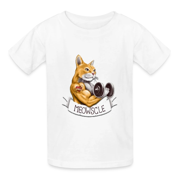 Miaou-Muscle sur T-shirts Russell Enfant