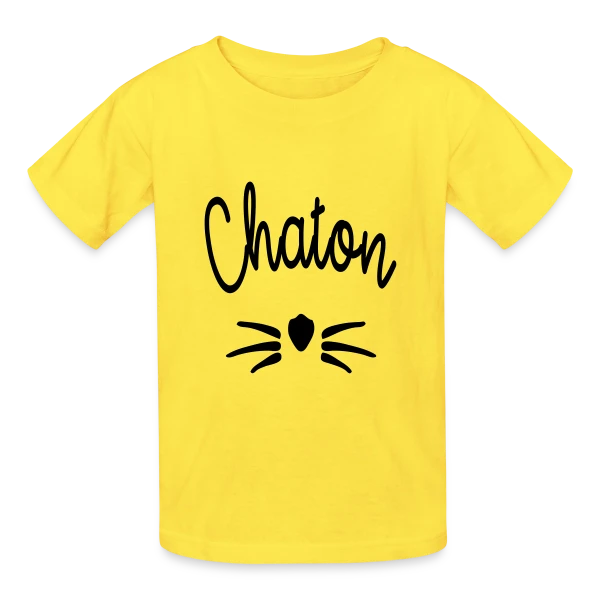 Chaton Moustaches sur T-shirts Russell Enfant