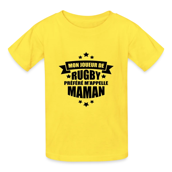Mon Joueur de Rugby Préféré M'appelle Maman sur T-shirts Russell Enfant
