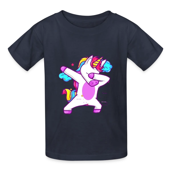 Licorne Dabbing Stylée Néon sur T-shirts Russell Enfant