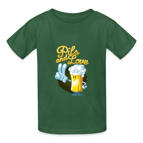 Pils & Love : La Bière et l'Amour en Version Cartoon sur T-shirts Russell Enfant