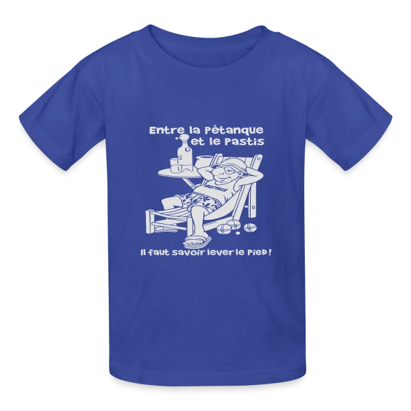Entre la Pétanque et le Pastis sur T-shirts Russell Enfant