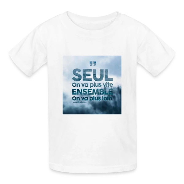 Proverbe : Ensemble on va plus loin sur T-shirts Russell Enfant