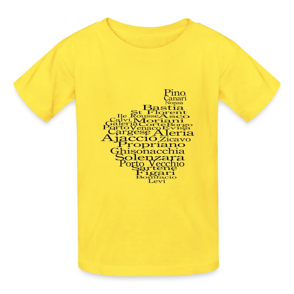 Carte Corse Villes Typographie sur T-shirts Russell Enfant