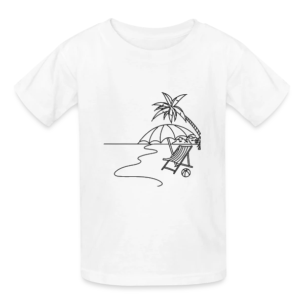 Scène de Plage Minimaliste sur T-shirts Russell Enfant