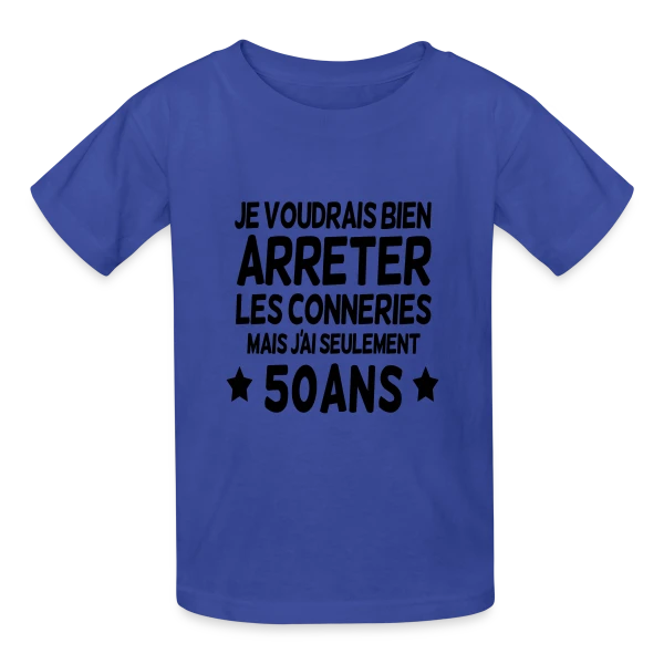 50 Ans : Encore Jeune Pour les Bêtises ! sur T-shirts Russell Enfant