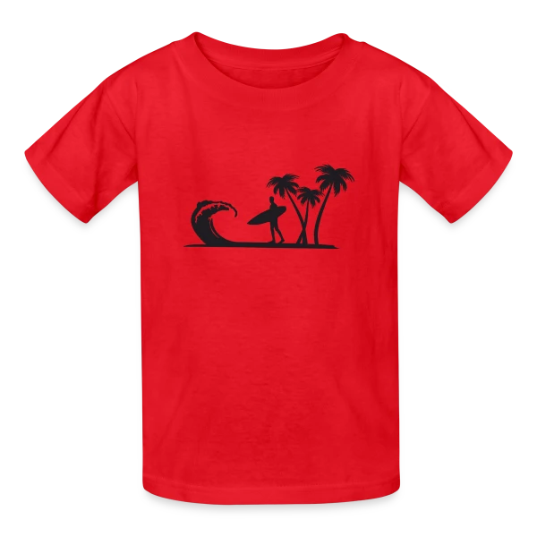 Surfeur Vague Palmiers sur T-shirts Russell Enfant