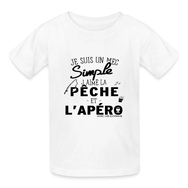 "Pêche & Apéro" : L'Humour du Pêcheur Relax sur T-shirts Russell Enfant