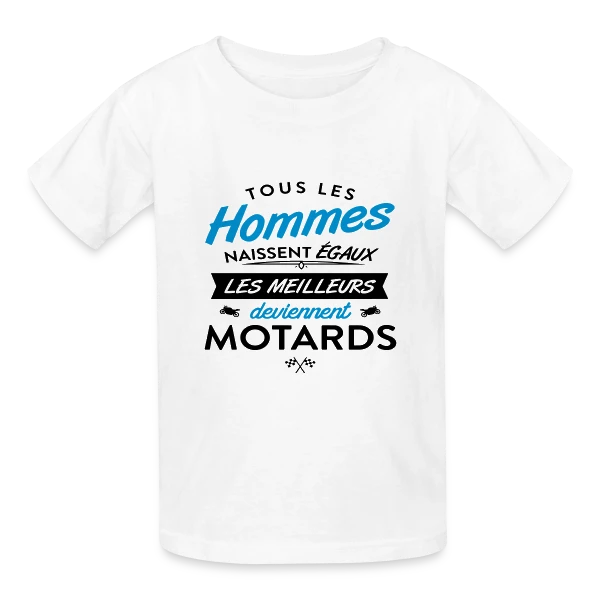 Moto Humour : Naissent Égaux, Meilleurs Motards sur T-shirts Russell Enfant