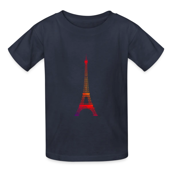 Tour Eiffel Dégradé sur T-shirts Russell Enfant