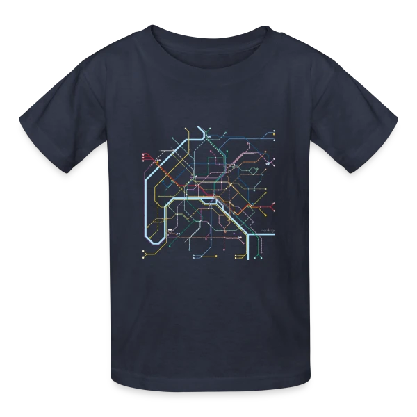 Plan Métro Paris Coloré sur T-shirts Russell Enfant